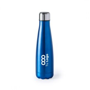 botella personalizada de acero azul con logo