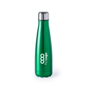 botella personalizada de acero verde con logo