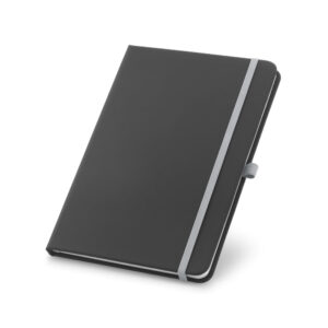 Cuaderno personalizado en color negro y la goma gris