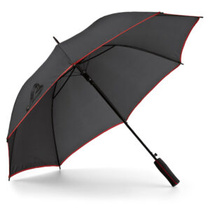 Paraguas personalizado de color negro y franja roja