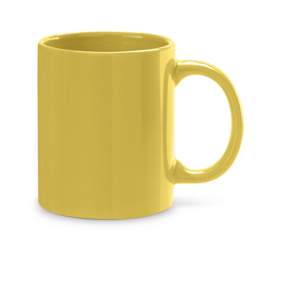 Taza de cerámica de color amarillo