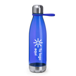 botella de agua con logo PS azul