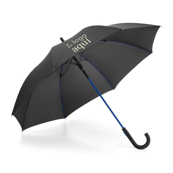 paraguas con logotipo azul