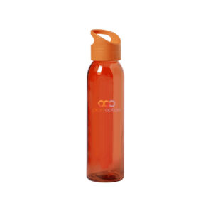 botella de cristal con tapon de pp y asa naranja