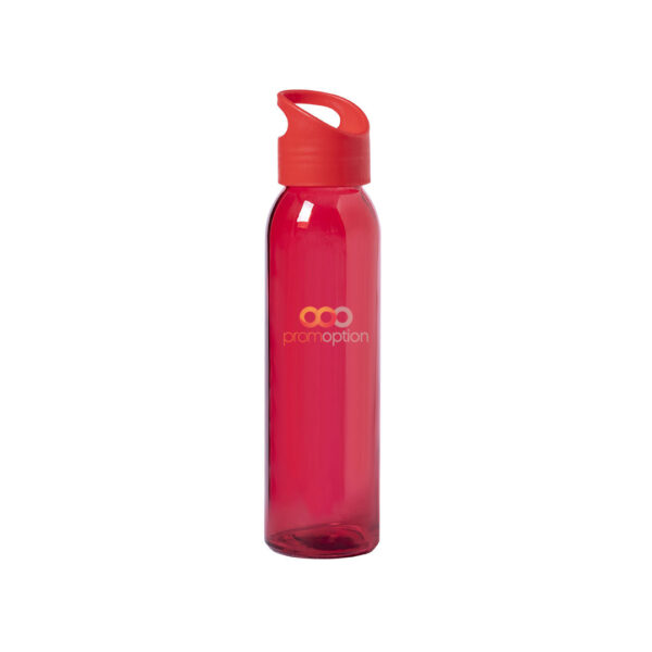 botella de cristal con tapon de pp y asa rojo