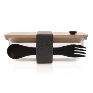 Recipiente de vidrio con tapa de bambútransparente