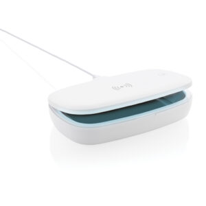 Caja esterilizadora UV-C con cargador inalámbrico de 5Wblanco
