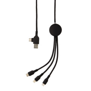 Cable 6 en 1 con logo iluminadonegro