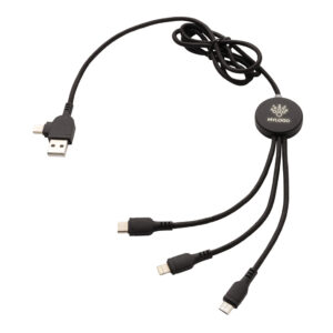 Cable 6 en 1 con logo iluminadonegro