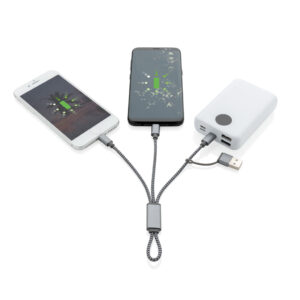 Mini cable trenzado 4 en 1gris