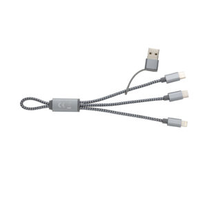 Mini cable trenzado 4 en 1gris