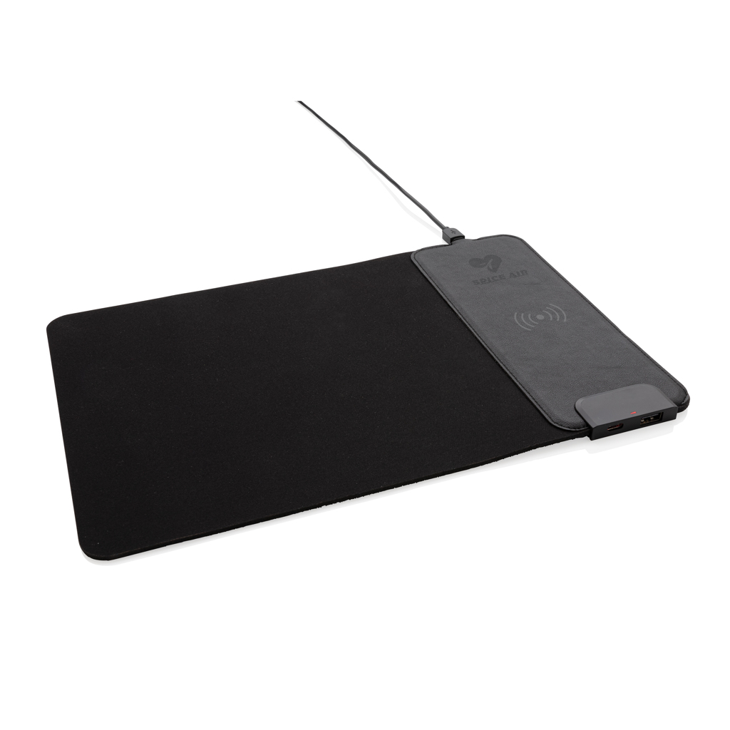 Alfombrilla con carga inalámbrica de 15W y puertos USB 5 Alfombrilla con carga inalámbrica de 15W y puertos USBnegro