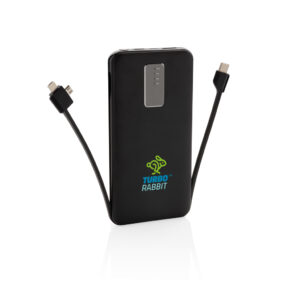 Powerbanks personalizadoss personalizados 10.000 mAh con cable integrado 20 Powerbanks personalizadoss personalizados 10.000 mAh con cable integradonegro