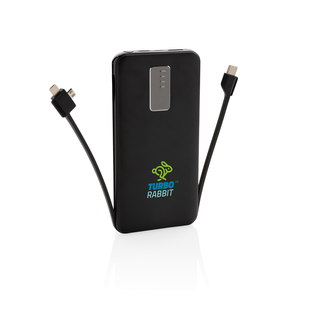 Powerbanks personalizadoss personalizados 10.000 mAh con cable integrado 9 Powerbanks personalizadoss personalizados 10.000 mAh con cable integradonegro