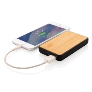 Moderno powerbank de bolsillo Bambú 5.000 mAhnegro