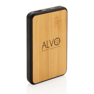 Moderno powerbank de bolsillo Bambú 5.000 mAhnegro