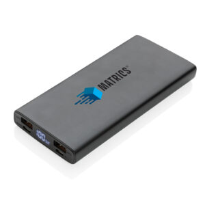 Powerbanks personalizadoss personalizados PD de aluminio de 18W y 10.000 mAhnegro