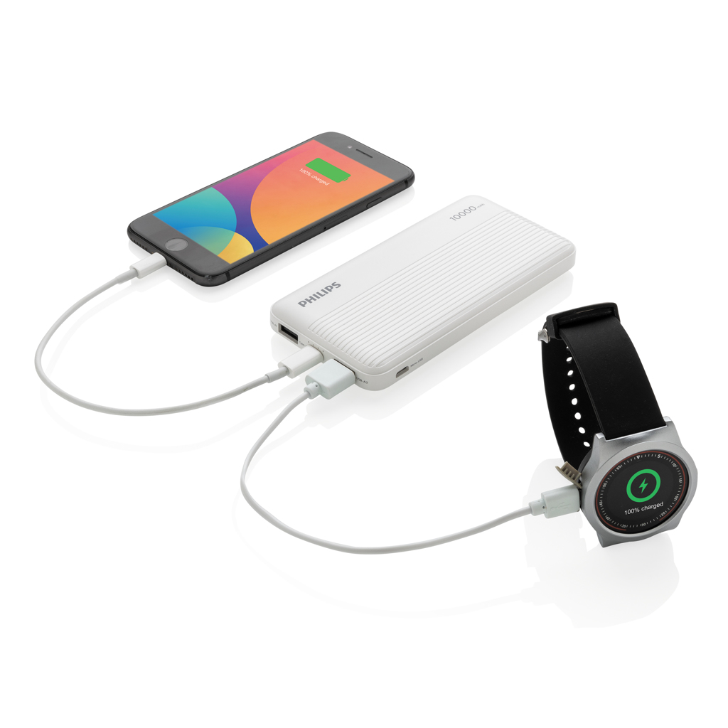 Powerbanks personalizados fino Philips de 10.000 mAh 3 Powerbanks personalizadoss personalizados fino Philips de 10.000 mAhblanco