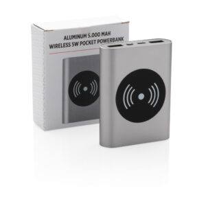 Powerbanks personalizados inalámbrico de bolsillo de aluminio 5,000 mAh 16 P324.492 P 500