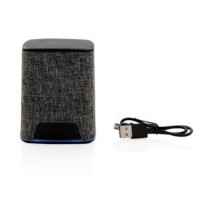 Altavoz inalámbrico 3W de tela con logo iluminado 18 gris
