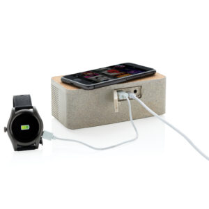 Altavoz cargador inalámbrico de paja de trigo 11 Altavoz cargador inalámbrico de paja de trigomarron