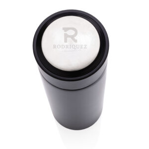 Botellas personalizadas  de acero inoxidable al vacío con tapa de metalnegro