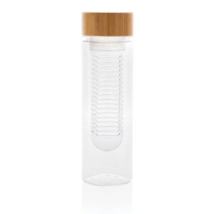 Botellas personalizadas  infusora con tapa de bambútransparente