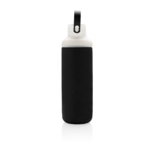 Botellas personalizadas  de agua Glass con funda de siliconanegro