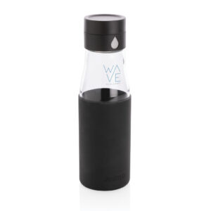 Botellas personalizadas  de hidratación de vidrio Ukiyo con fundanegro