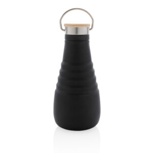 Botellas personalizadas  plegable de silicona antigoteonegro