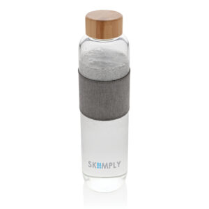 Botellas personalizadas  Impact de vidrio de borosilicato con bambútransparente
