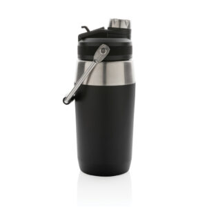 Botellas personalizadas  al vacío de acero inoxidable con tapa doble funciónnegro