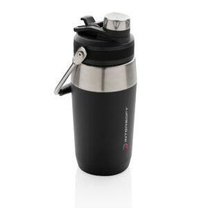 Botellas personalizadas  al vacío de acero inoxidable con tapa doble funciónnegro