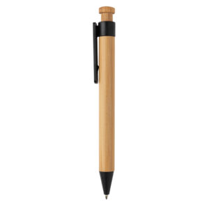 Bolígrafos para empresas de bambú con clip de trigonegro