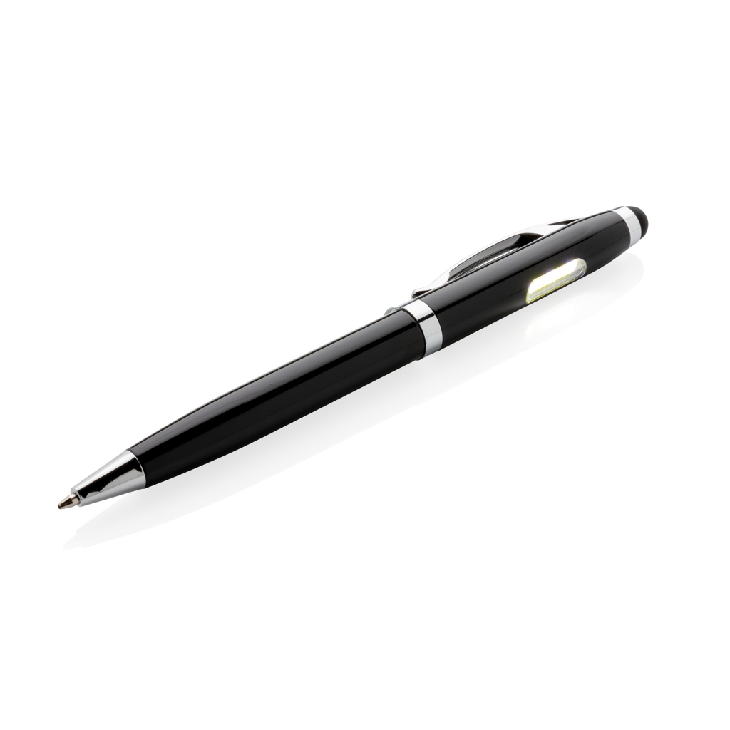 Bolígrafos publicitarios stylus con luz COB 2 Bolígrafos publicitarios stylus con luz COBnegro