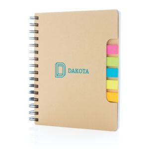Libreta espiral A5 Kraft con notas adhesivasmarron