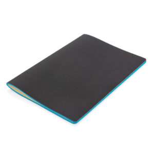 Libreta de tapa blanda de PU con borde de colorazul