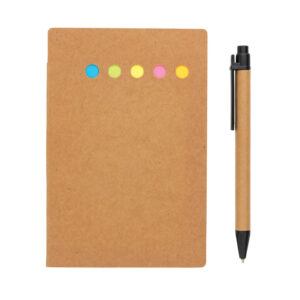 Cuaderno de notas adhesivas Kraft A6 con bolígrafomarron