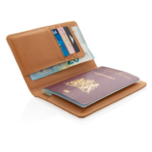 Cartera pasaporte RFID de corchomarron