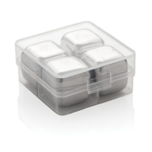 4 Cubitos de hielo reutilizables de acero inoxidableplata