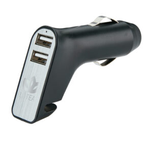 Cargador doble para coche con cúter y martillonegro