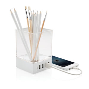 Cargador USB y soporte para bolígrafosblanco