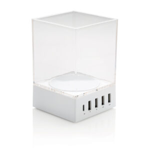 Cargador USB y soporte para bolígrafosblanco