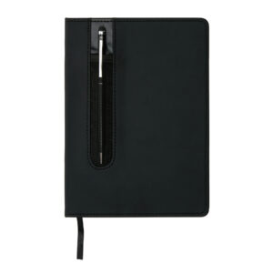 Libreta A5 PU básica con bolígrafo táctilnegro