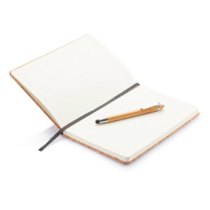 Libreta A5 con bolígrafo touch de bambúmarron