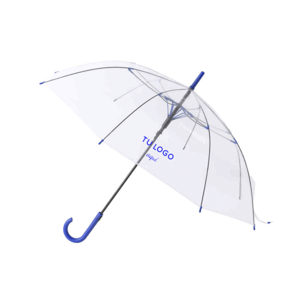 paraguas transparente azul personalizado