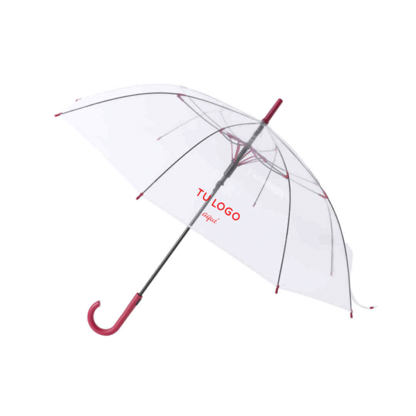 paraguas transparente rojo personalizado