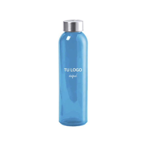 botella de cristal azul personalizada