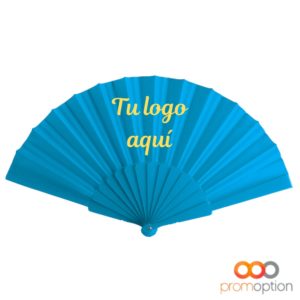 Abanico Tela 20 ABANICO TELA Personalizada AZUL CLARO