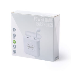 auriculares personalizados de color blanco power bank